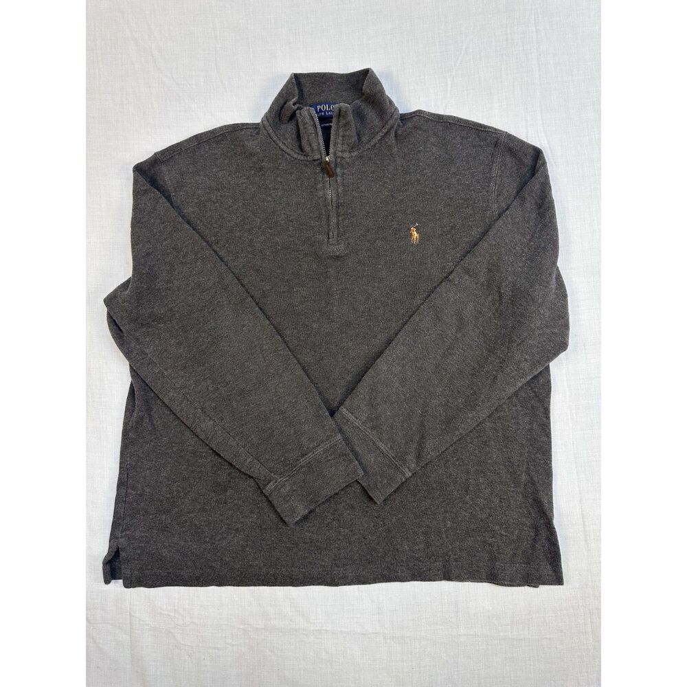 Polo Ralph Lauren Estate Rib Quarter Zip Pullover Sweater Gray Men's Size L